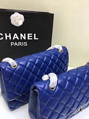 chanel lambskin leather flap bag gold/silver blue CohotBag 30cm - 6
