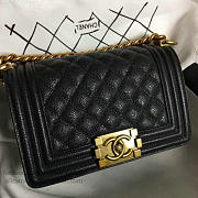 chanel small quilted caviar boy bag black gold CohotBag a13043 vs05262 - 4