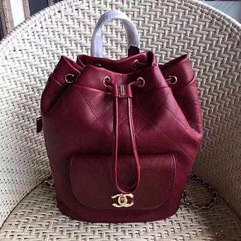 Chanel calfskin and caviar backpack burgundy | A98235 