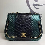 chanel snake embossed flap shoulder bag green CohotBag a98774 vs00273 - 1