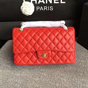 Classic chanel lambskin flap shoulder bag red | A01112 - 2