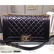 Chanel quilted lambskin medium boy bag gold hardware black | A67086 - 5