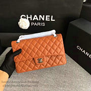 Chanel lambskin classic handbag orange| A01112  - 5