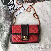 Chanel lambskin small wallet on chain red | A91365 - 4