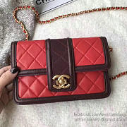 Chanel lambskin small wallet on chain red | A91365 - 5