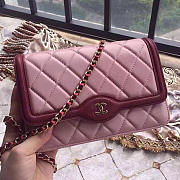 Vhanel lambskin mini chain wallet pink | A81024 - 1