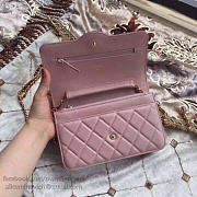 Vhanel lambskin mini chain wallet pink | A81024 - 6