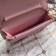 Vhanel lambskin mini chain wallet pink | A81024 - 5