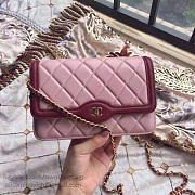 Vhanel lambskin mini chain wallet pink | A81024 - 2