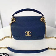 Chanel grained calfskin mini top handle flap bag blue a93756 vs00398 - 1