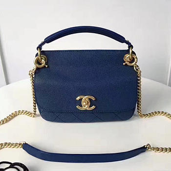 Chanel grained calfskin mini top handle flap bag blue a93756 vs00398