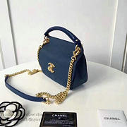 Chanel grained calfskin mini top handle flap bag blue a93756 vs00398 - 2