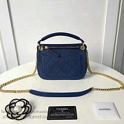 Chanel grained calfskin mini top handle flap bag blue a93756 vs00398 - 3