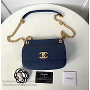 Chanel grained calfskin mini top handle flap bag blue a93756 vs00398 - 5