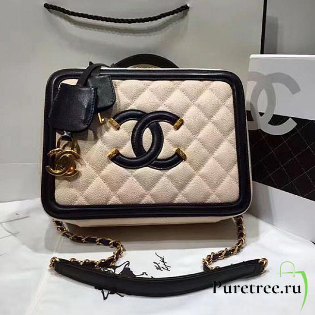 chanel caviar quilted small cc filigree vanity case beige CohotBag a93343 vs07581 - 1