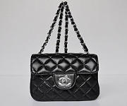 chanel lambskin leather flap bag with silver hardware black CohotBag  - 6