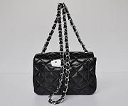 chanel lambskin leather flap bag with silver hardware black CohotBag  - 5