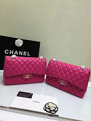 chanel lambskin leather flap bag gold/silver rose red CohotBag 30cm - 2