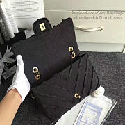chanel black canvas patchwork chevron medium flap bag CohotBag 040101 vs02373 - 4