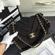 chanel black canvas patchwork chevron medium flap bag CohotBag 040101 vs02373 - 6