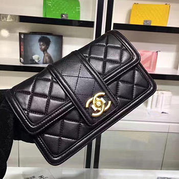 chanel lambskin small wallet on chain black CohotBag a91365 vs00635
