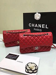chanel lambskin leather flap bag gold/silver red CohotBag 25cm - 5