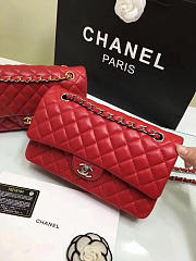 chanel lambskin leather flap bag gold/silver red CohotBag 25cm - 4