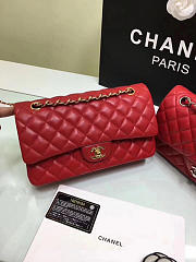 chanel lambskin leather flap bag gold/silver red CohotBag 25cm - 3