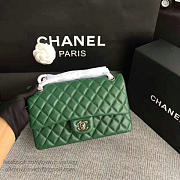 Chanel lambskin classic handbag green | A01112  - 5