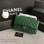 Chanel lambskin classic handbag green | A01112  - 6