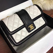 chanel quilted lambskin gold-tone metal flap bag white and black CohotBag a91365 vs06932 - 5
