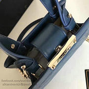 Chanel small label click leather shopping bag blue | A93731 - 4