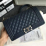 Chanel quilted caviar medium boy bag blue | A180301  - 6