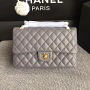 Chanel lambskin classic flap bag grey | A01112  - 2