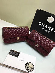 chanel lambskin leather flap bag gold/silver wine red 25cm - 5