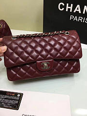 chanel lambskin leather flap bag gold/silver wine red 25cm - 4