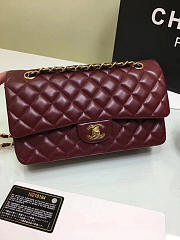 chanel lambskin leather flap bag gold/silver wine red 25cm - 3