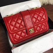 chanel quilted lambskin gold-tone metal flap bag red CohotBag a91365 vs02169 - 1