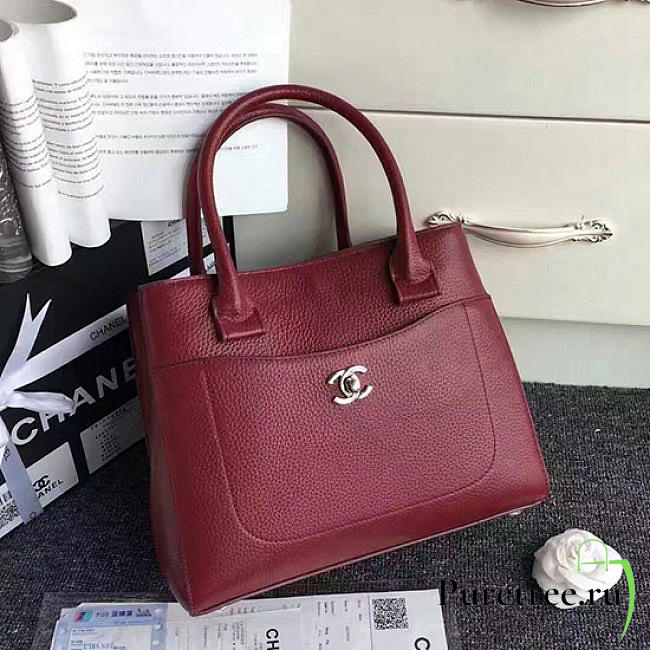 Chanel calfskin large shopping bag burgundy | A69929 - 1