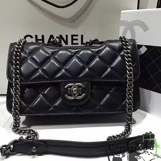 chanel quilted calfskin perfect edge bag silver black CohotBag a14041 vs00923 - 1