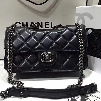 chanel quilted calfskin perfect edge bag silver black CohotBag a14041 vs00923