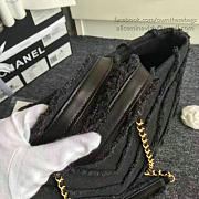 Chanel canvas patchwork chevron large shopping bag black | 260302  - 6