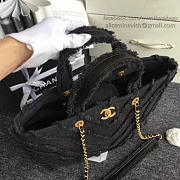 Chanel canvas patchwork chevron large shopping bag black | 260302  - 4