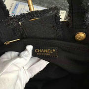 Chanel canvas patchwork chevron large shopping bag black | 260302  - 3