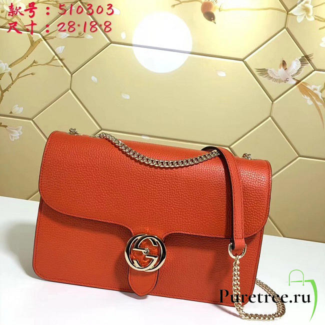 gucci gg flap shoulder bag on chain orange CohotBag 510303 - 1