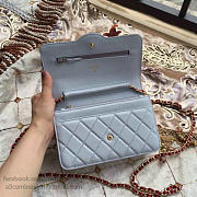 Chanel lambskin mini chain wallet blue | A81024  - 6