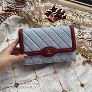 Chanel lambskin mini chain wallet blue | A81024  - 2