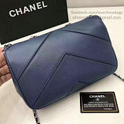 chanel calfskin chevron flap bag blue CohotBag a93774 vs06701 - 2