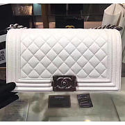 Chanel quilted lambskin medium boy bag white | A67086 - 1