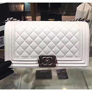 Chanel quilted lambskin medium boy bag white | A67086 - 5